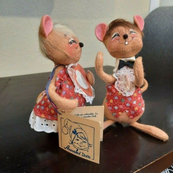 Vtg Annalee Mobilitee Dolls- Sweetheart Mouse Couple - 1998  Valentines Day Mice - Picture 5 of 10